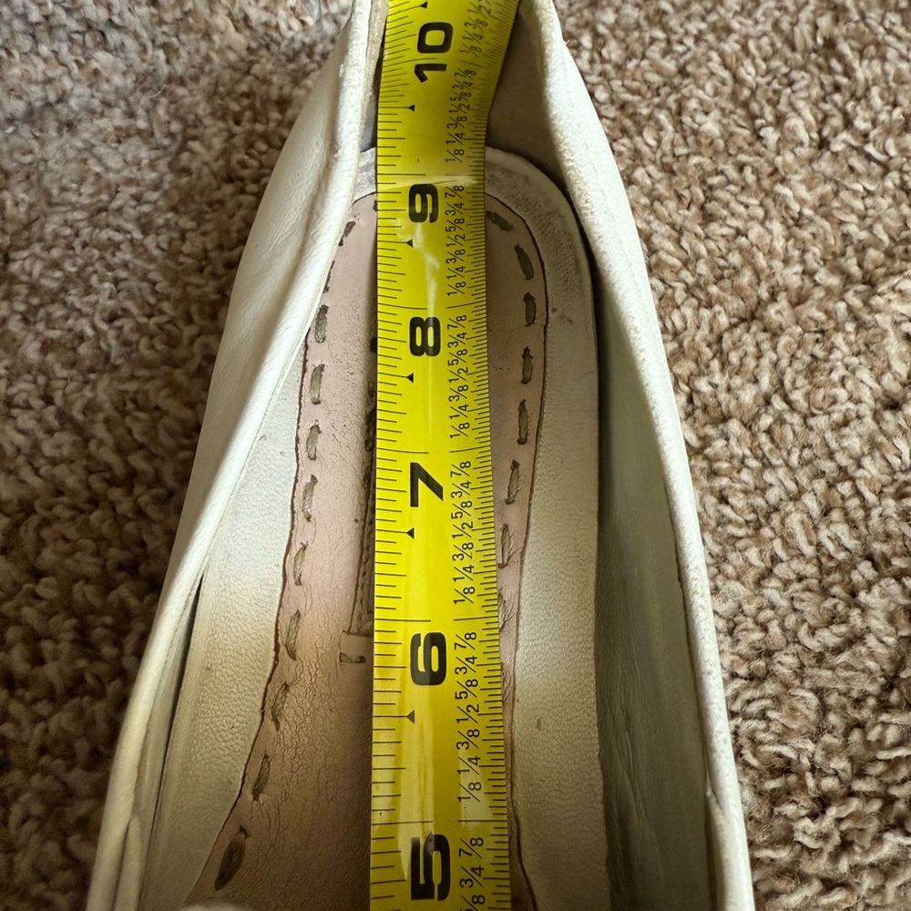 Miu Miu Cream Slip-On Flats with Silver Tips - Picture 10 of 16